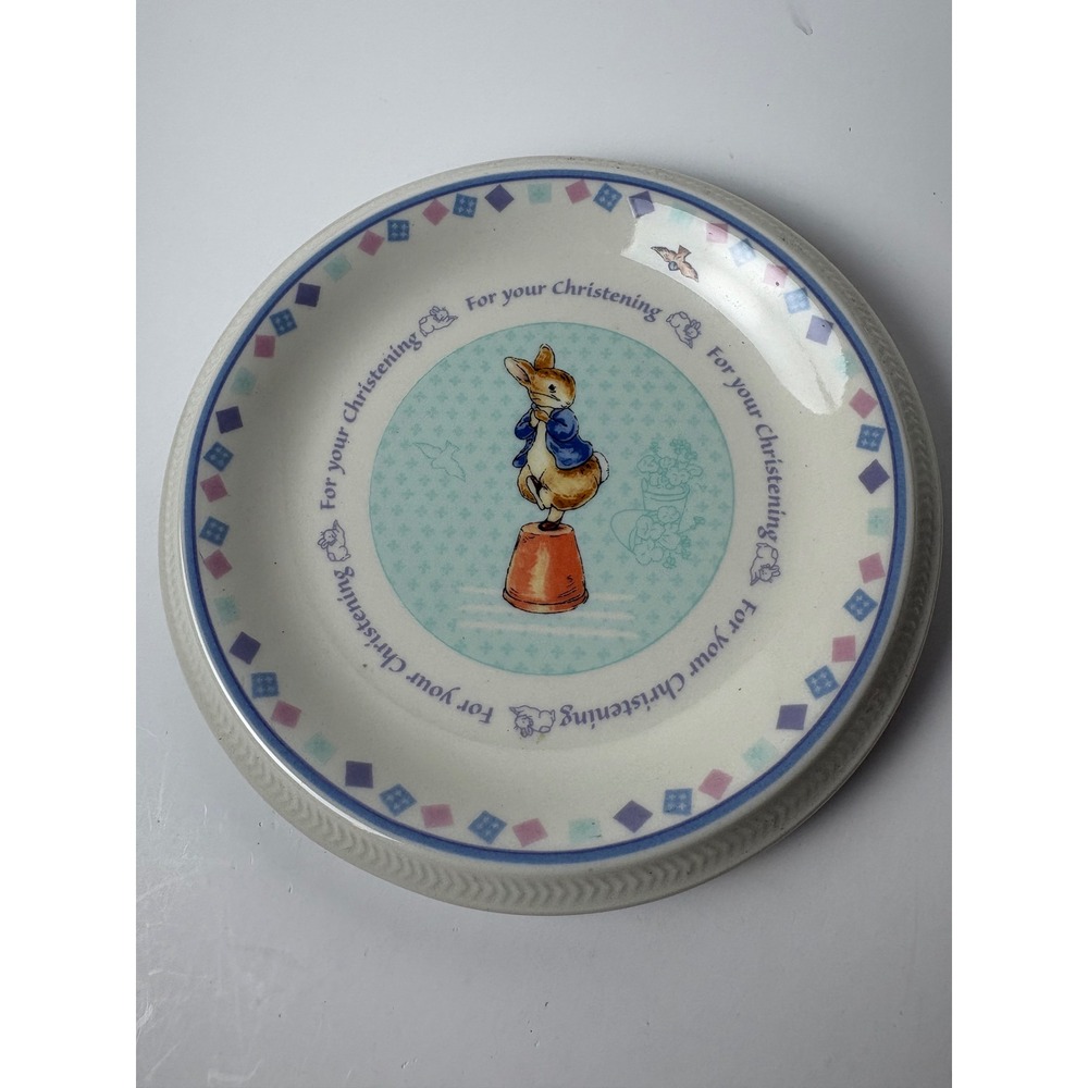 Wedgwood Peter Rabbit Christening Plate Beatrix Potter Bone China 6" 2002